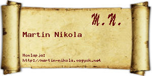 Martin Nikola névjegykártya